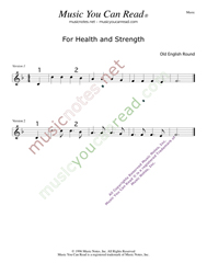 "For Health and Strength," Music Format
