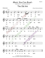Click to Enlarge: "The Old Ark," Rhythm Format