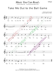Click to Enlarge: "Take Me Out to the Ball Game," Solfeggio Format