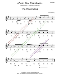Click to Enlarge: "The Wren Song," Solfeggio Format