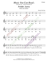 Click to Enlarge: "Andale Juana," Solfeggio Format