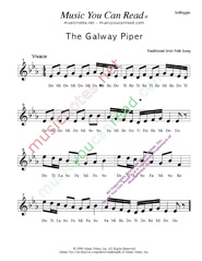 Click to Enlarge: "The Galway Piper," Solfeggio Format