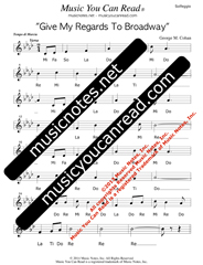 Click to Enlarge: "Give My Regards To Broadway" Solfeggio Format