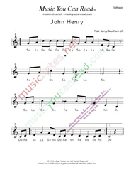 Click to Enlarge: "John Henry," Solfeggio Format