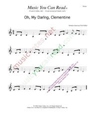 "Oh, My Darling, Clementine," Music Format