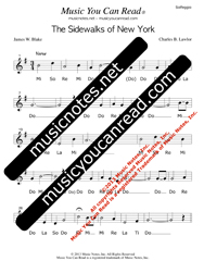 Click to Enlarge: "The Sidewalks of New York" Solfeggio Format