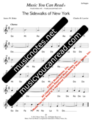 Click to Enlarge: "The Sidewalks of New York" Solfeggio Format