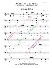 Click to Enlarge: "Simple Gifts," Pitch Number Format