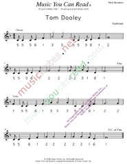 Click to Enlarge: "Tom Dooley," Pitch Number Format