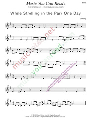 "While Strolling in the Park One Day," Music Format