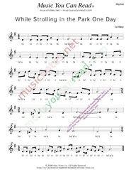 Click to Enlarge: "While Strolling in the Park One Day," Rhythm Format